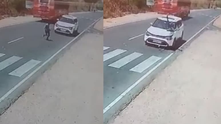 On Camera, Speeding SUV Hits Man Crossing Road In UP, He Survives On Camera, Speeding SUV Hits Man Crossing Road In UP, He Survives